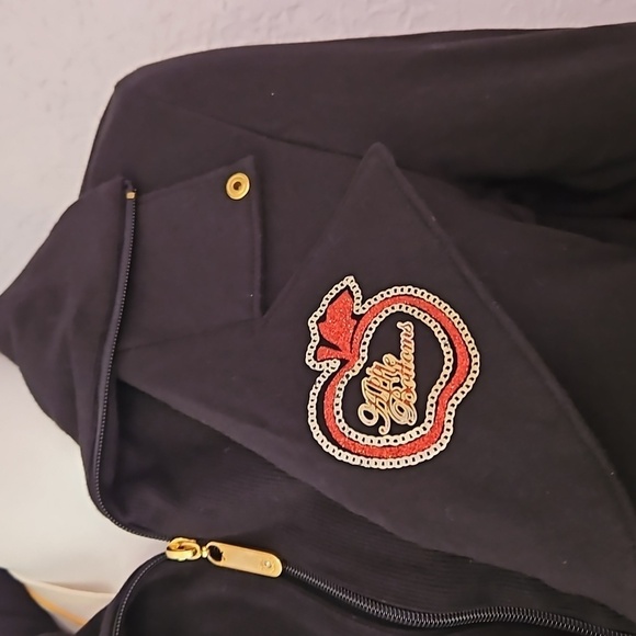 VTG APPLE BOTTOMS Black Moto Style Sequin Logo Zipper Jacket - Picture 4 of 13